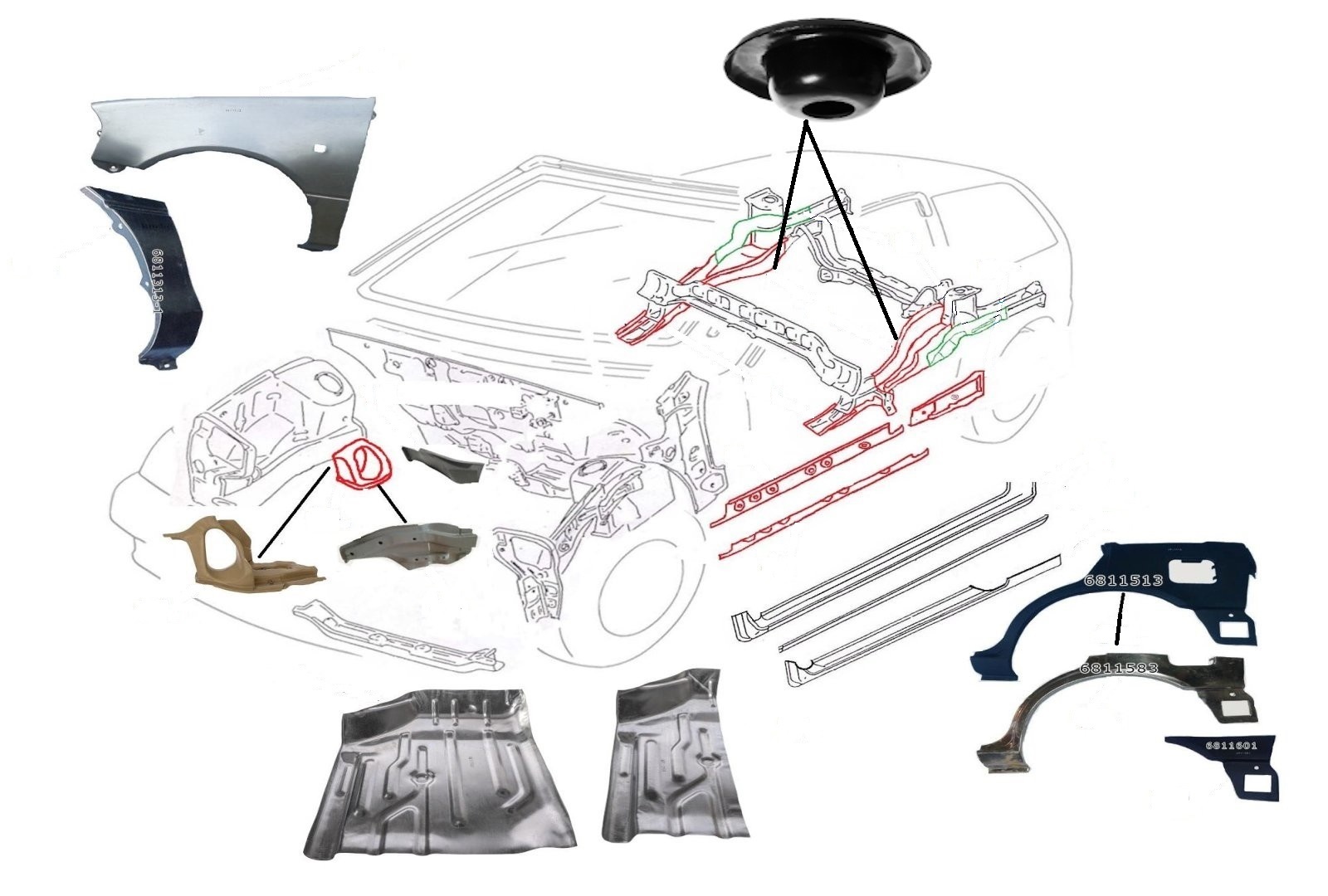 Suzuki Swift karosszeria javito elemek